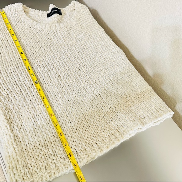 MINKPINK Cream Silver Foil Shimmer Wide Sleeve Textured Pullover Knit Sweater M - Picture 8 of 10